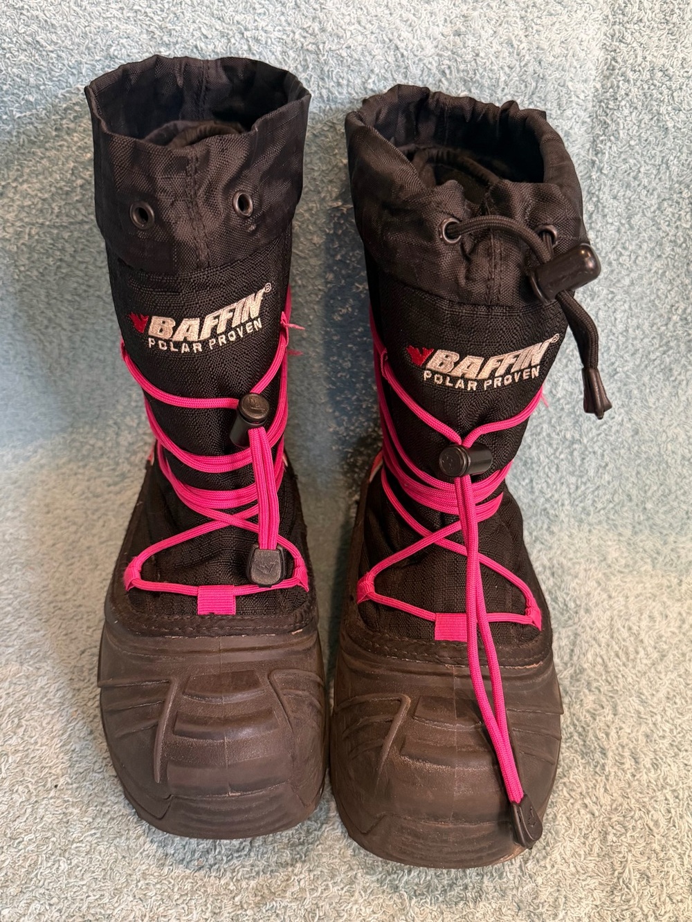 Baffin Snogoose Girls Youth Winter Snow Boots Size 3 Black Pink Polar Proven